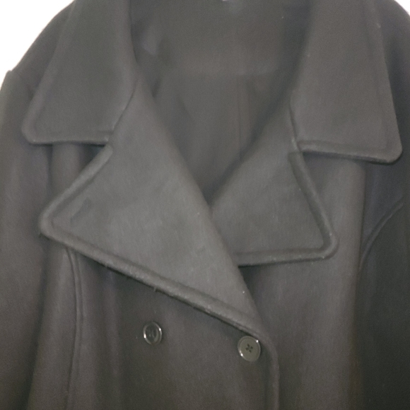 Time and Tru Women's Plus Size Double Breasted Coat Black - Picture 3 of 7